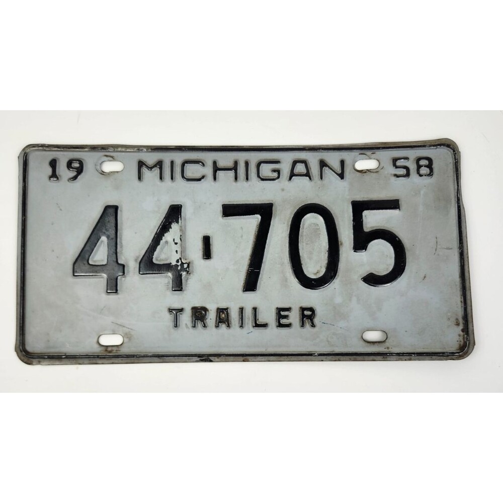 1958 State of Michigan Vintage License Plate 44-705